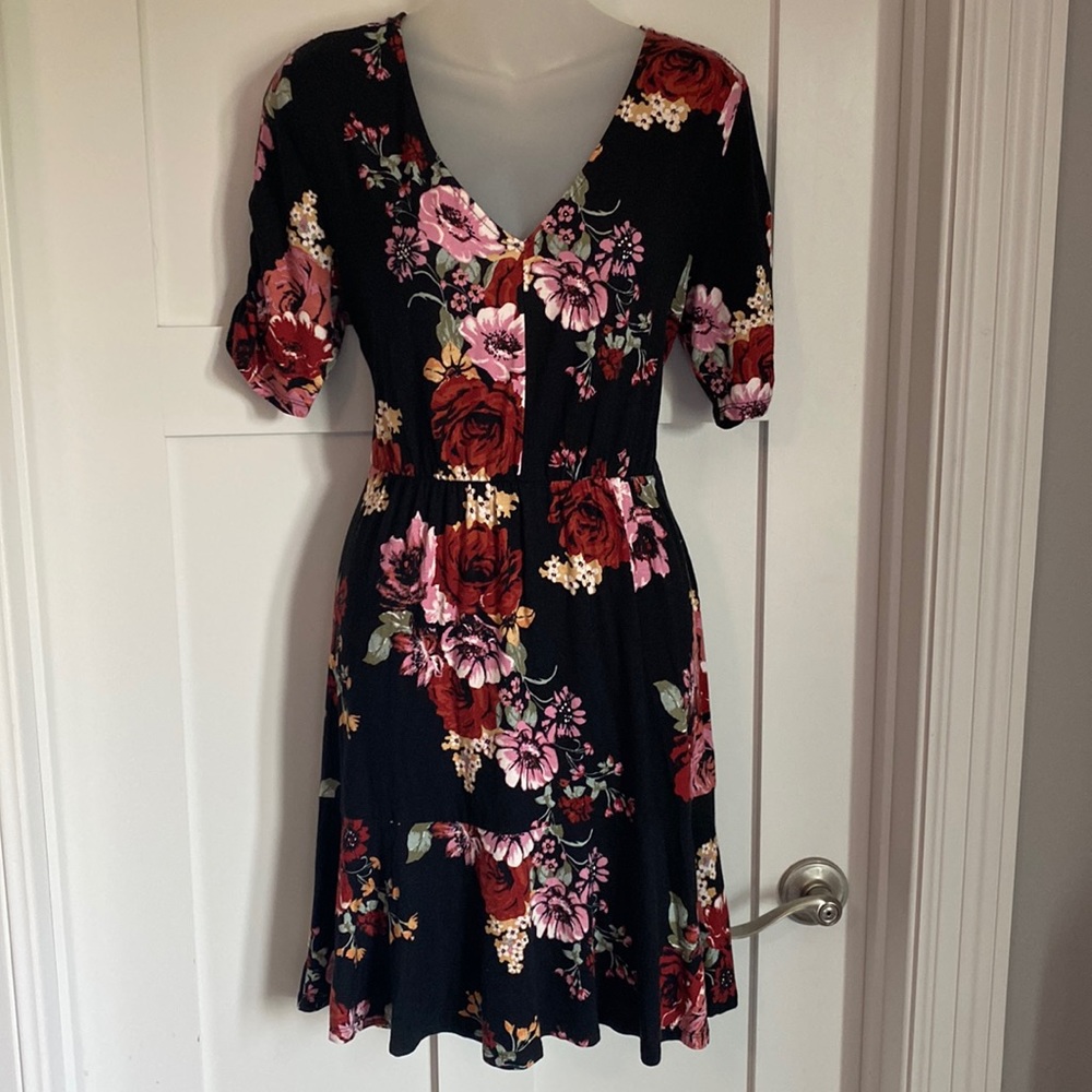 Black floral soft light weight dress